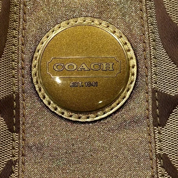 COACH Signature Stripe Framed Carryall Tote - Picture 2 of 13